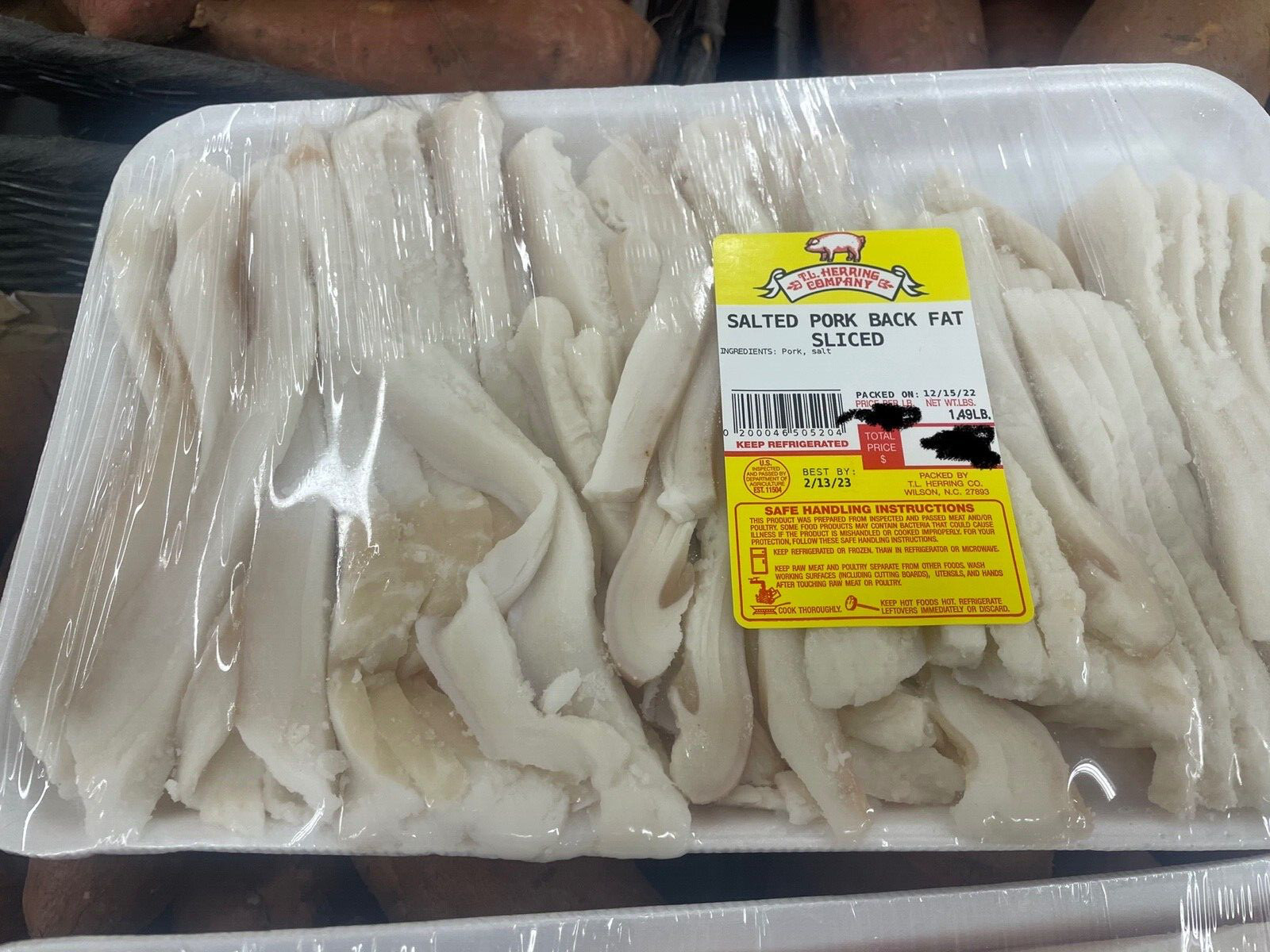Salted Pork SLICED Fatback, 3 POUNDS Country Food , Soul Food, READ DESCRIPTION gallery