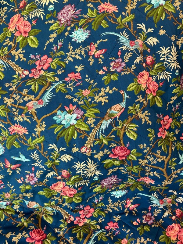 Traditional Style Throw Quilt Patchwork Flowers and Birds, Handmade Cotton gallery