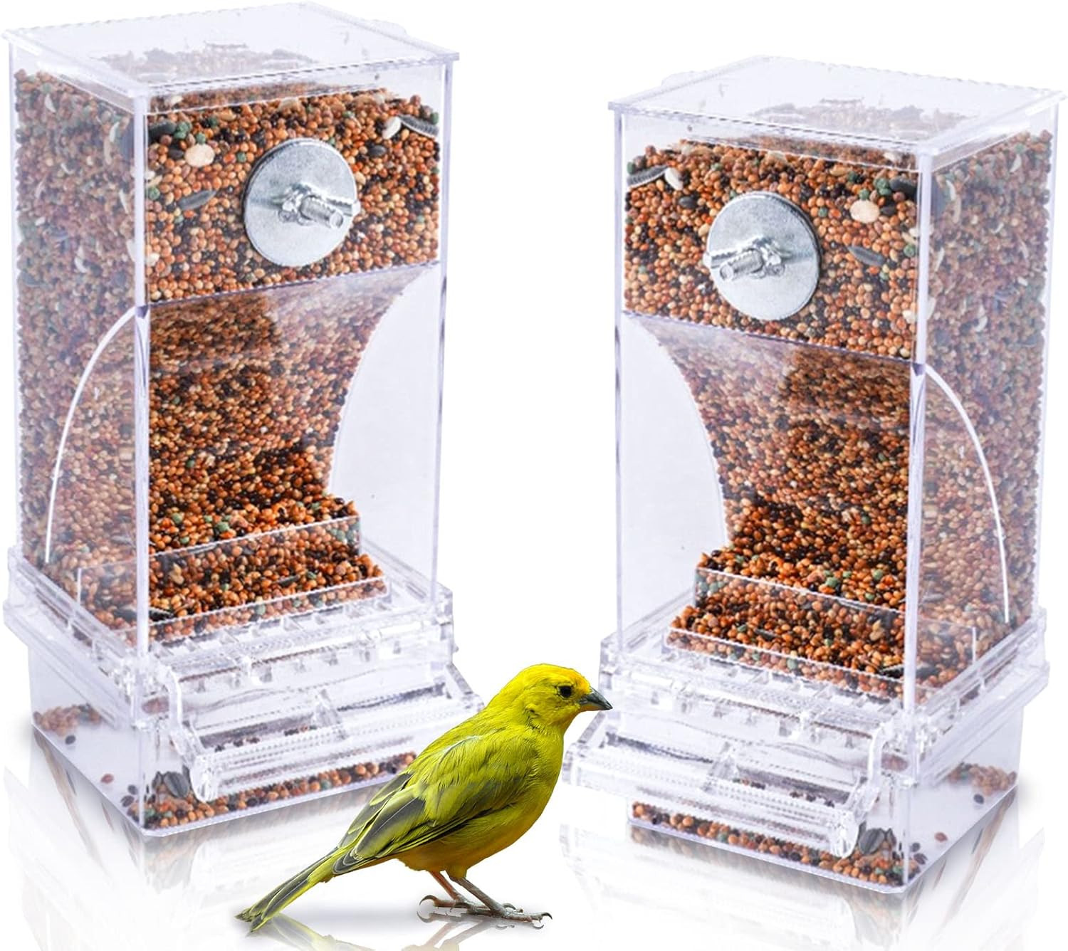 No Mess Bird Cage Feeder 2 Pack Automatic Parrot Seed Feeder Acrylic Parakeet Ca gallery