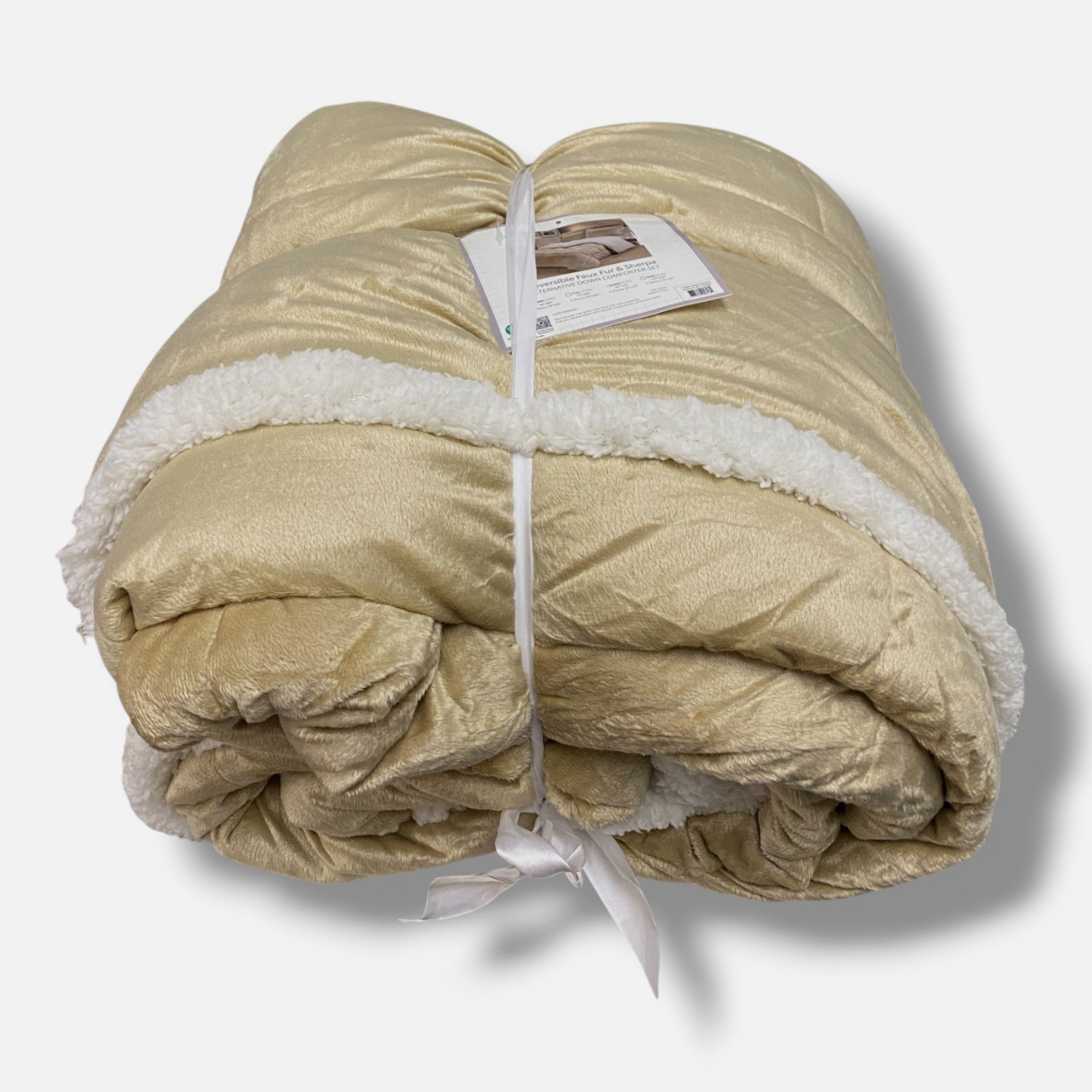 Swift Home Beige Micromink-Sherpa Comforter 3-Piece Set, King Size gallery