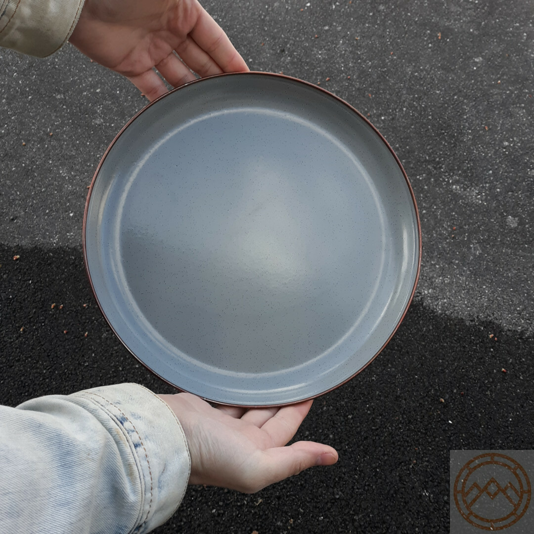 Barebones Living Two Steel/Enamel Plates Raised Edges Vintage-Inspired Design gallery