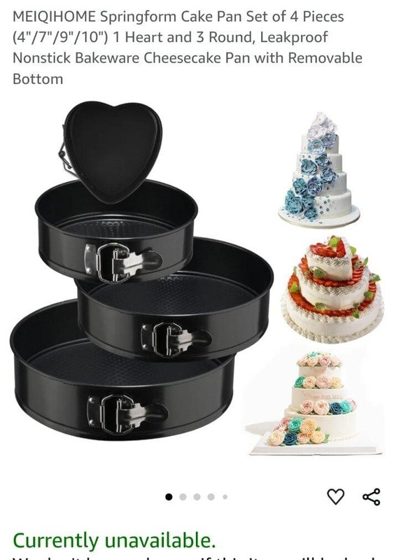 New Spring Form Cake Pans Set Of 4 Stackable Approx. 4,7,9,10 In. NIB gallery