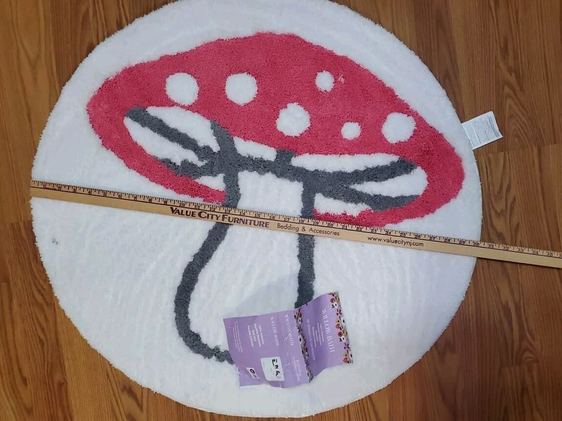 Willow Bath 30" Round Mushroom Rug Nonskid Heavy 2lb 9oz NWT gallery