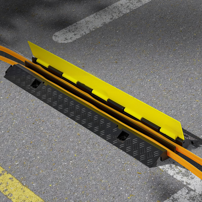 VEVOR Cable Protector Ramp, 22,000 lbs/axle Capacity, 2 Channel Heavy Duty Rubbe gallery