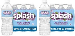 Splash Refresher Acai Grape Flavored Water, 16.9 Fl Oz (Pack of 12), Clear