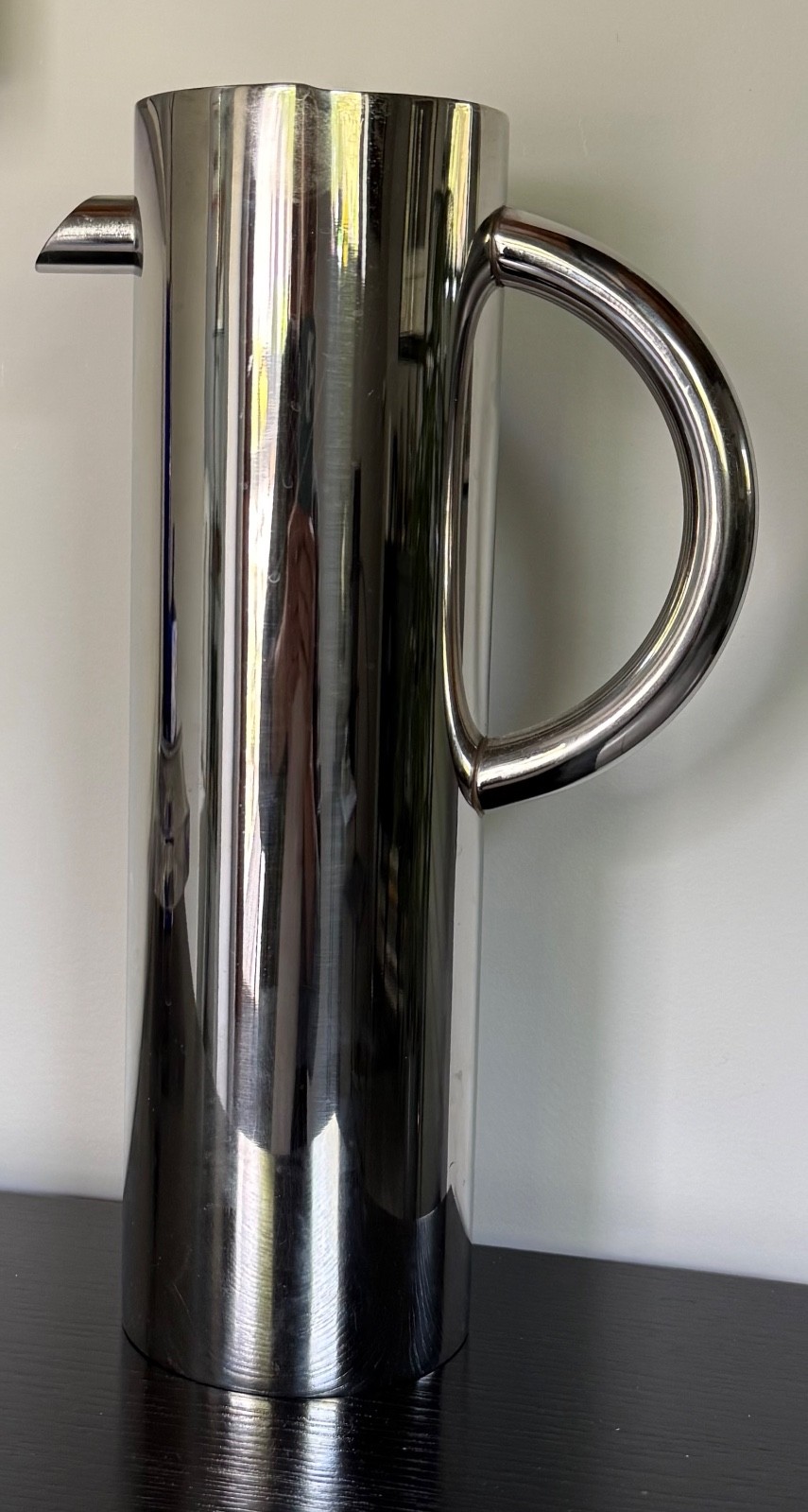 CB2 (Crate and Barrel) Shiny Chrome Stainless Tall Cylinder Water Pitcher gallery
