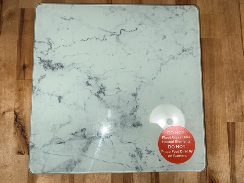 NIB Cominar Tempered Glass Mini Instant Counter-White Marble-12x12x2-OB gallery