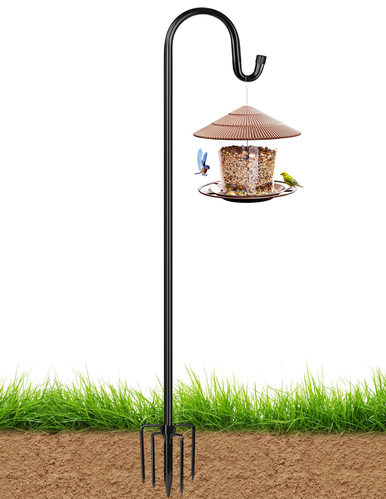 Bird Feeder Pole for Outdoor, 60 Inch Shepherds Hooks Heavy Duty Garden Pole ... gallery