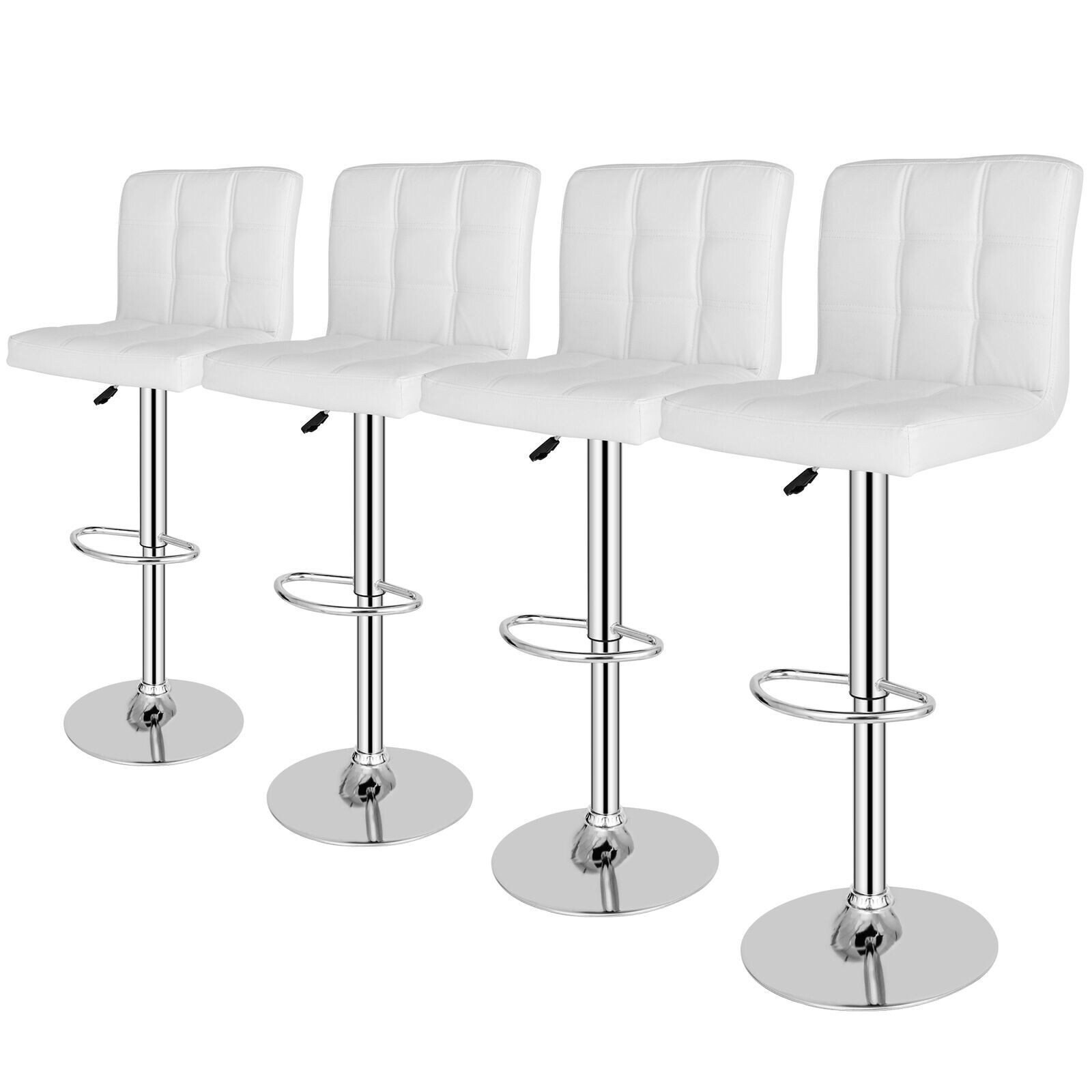 Set of 4 Adjustable Bar Stools Swivel Counter Height Dining Chairs w/ Back White gallery