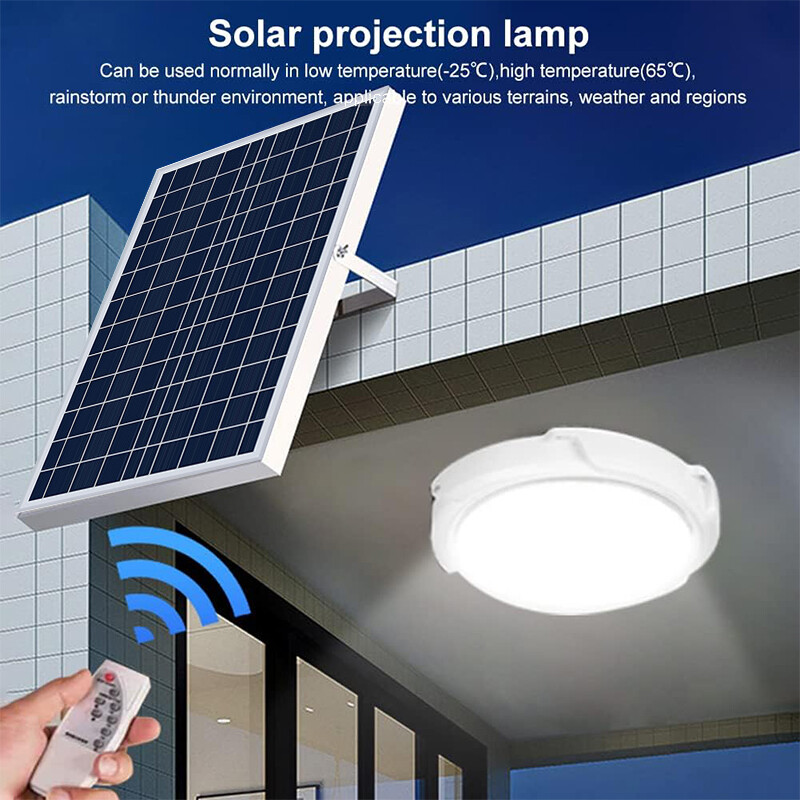 Solar Double Head Ceiling Pendant Light Remote Out/Indoor Shed Lamp Waterproof gallery