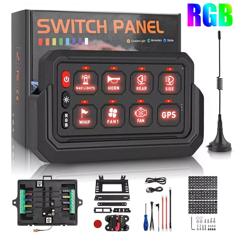 Wireless RGB 8 Gang Switch Panel 265 Ft Circuit Control Relay System Switch gallery