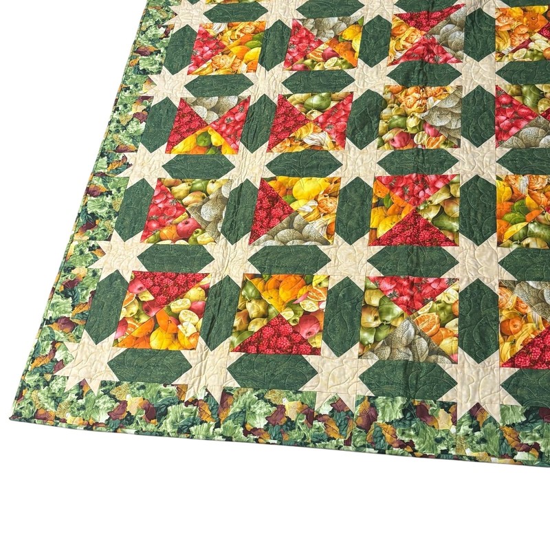 Handmade Patchwork Quilt Throw 2006 Fruit Salad Star Pattern Barbara Cheeseman gallery