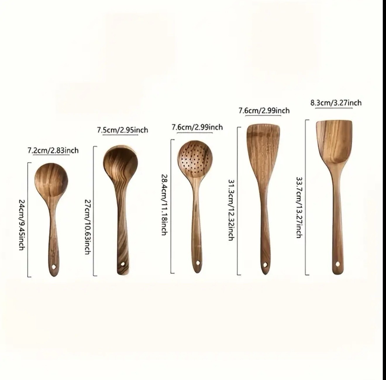 Wooden Kitchen Utensils Set 5pcs – Teak Wood Cooking Spoons and Spatula gallery