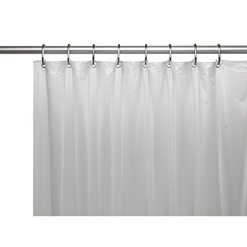 3-Gauge Vinyl Shower Curtain Liner with Metal Grommets Frosty Clear gallery