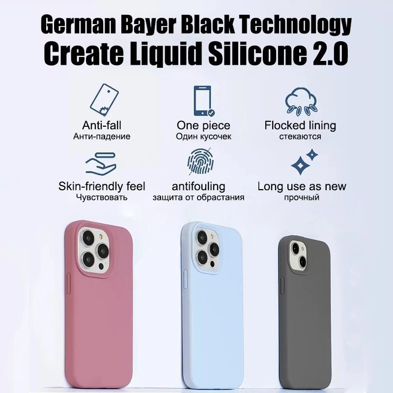Luxury Liquid Silicone iPhone Case Shockproof Cover for iPhone 14/15/16 Series gallery