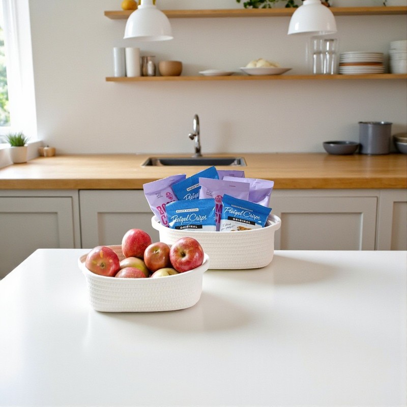 5-Piece Rectangle Storage Basket Set Natural Cotton Baby Nursery Toy Basket Bin gallery