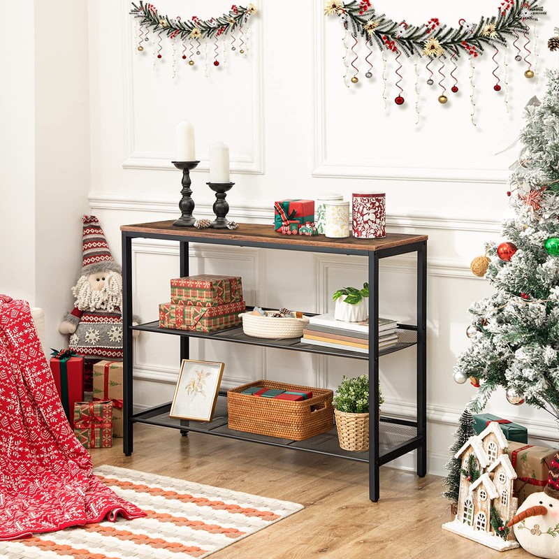 HOOBRO Console Table, Sofa Table with 2 Flat or Slant Adjustable Mesh Shelves, H gallery