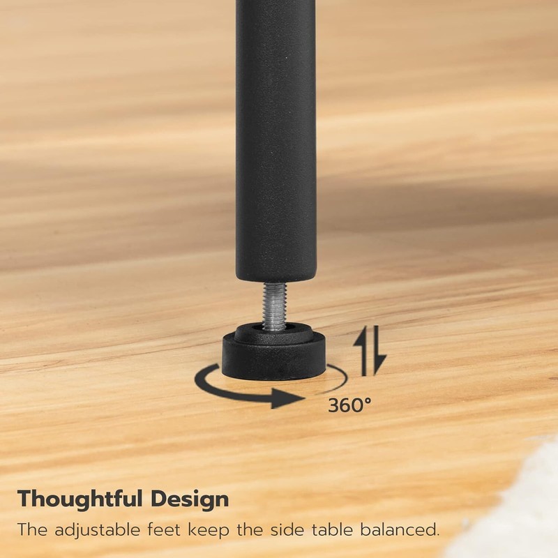 HOOBRO Side/End Table with Charging Station, USB Ports and Rustic Brown+black gallery