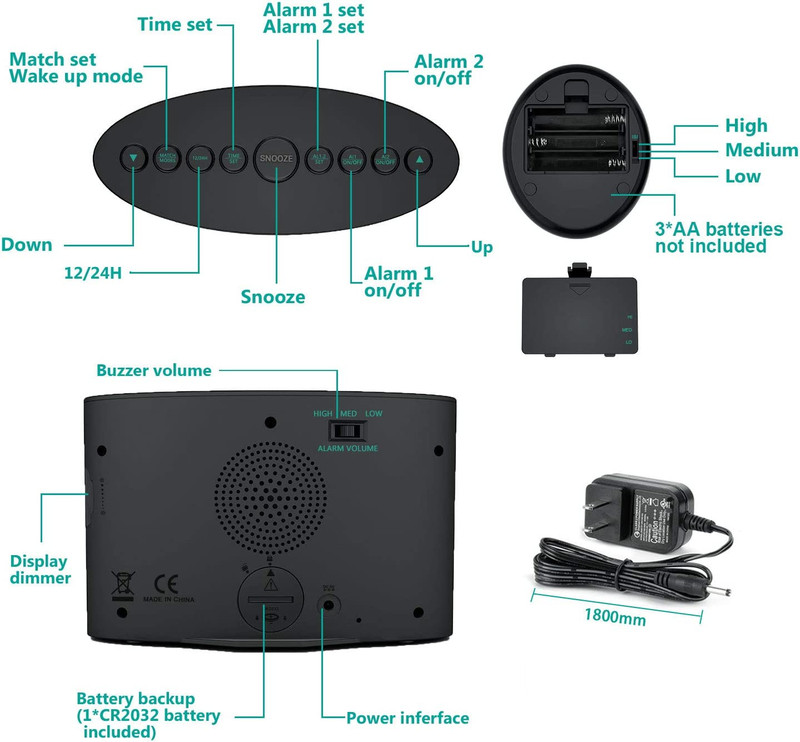 Extra Loud Alarm Clock w/ Wireless Bed Shaker Vibrating for Heavy Sleepers Deaf gallery