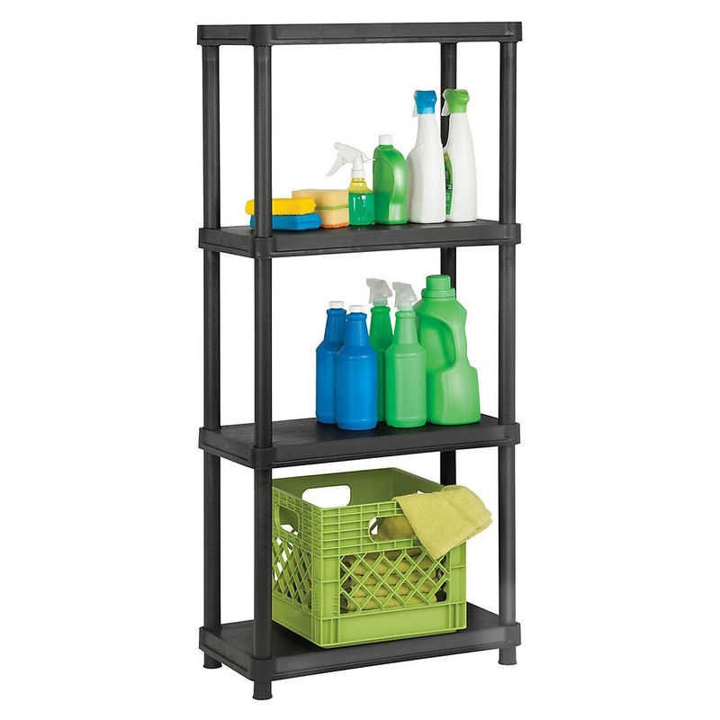 4 Tier Plastic Shelf Storage Rack Shelving Unit Garage Laundry Kitchen Shelves gallery