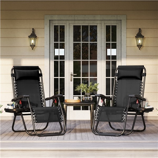 2PCS Zero Gravity Recliner Chair Foldable Outdoor Patio Lounge with Cupholder gallery