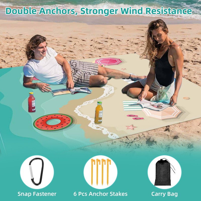Beach Blanket Waterproof Sandproof Oversized Beach Mat for Beach Travel Camping gallery