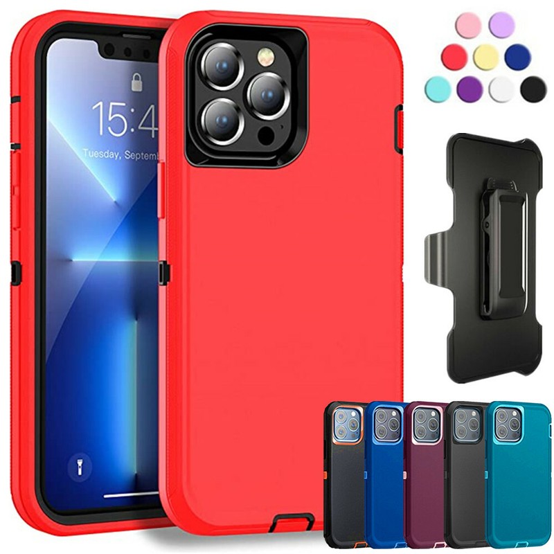 For Apple iPhone 15 14 13 12 11 Pro Max Defender Shockproof Cover Case+Belt Clip