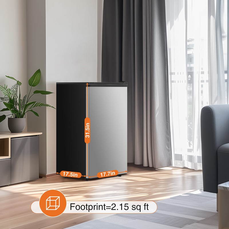 3.2 Cu.Ft Compact Mini Fridge with Freezer, Single Door, Adjustable Thermostat gallery