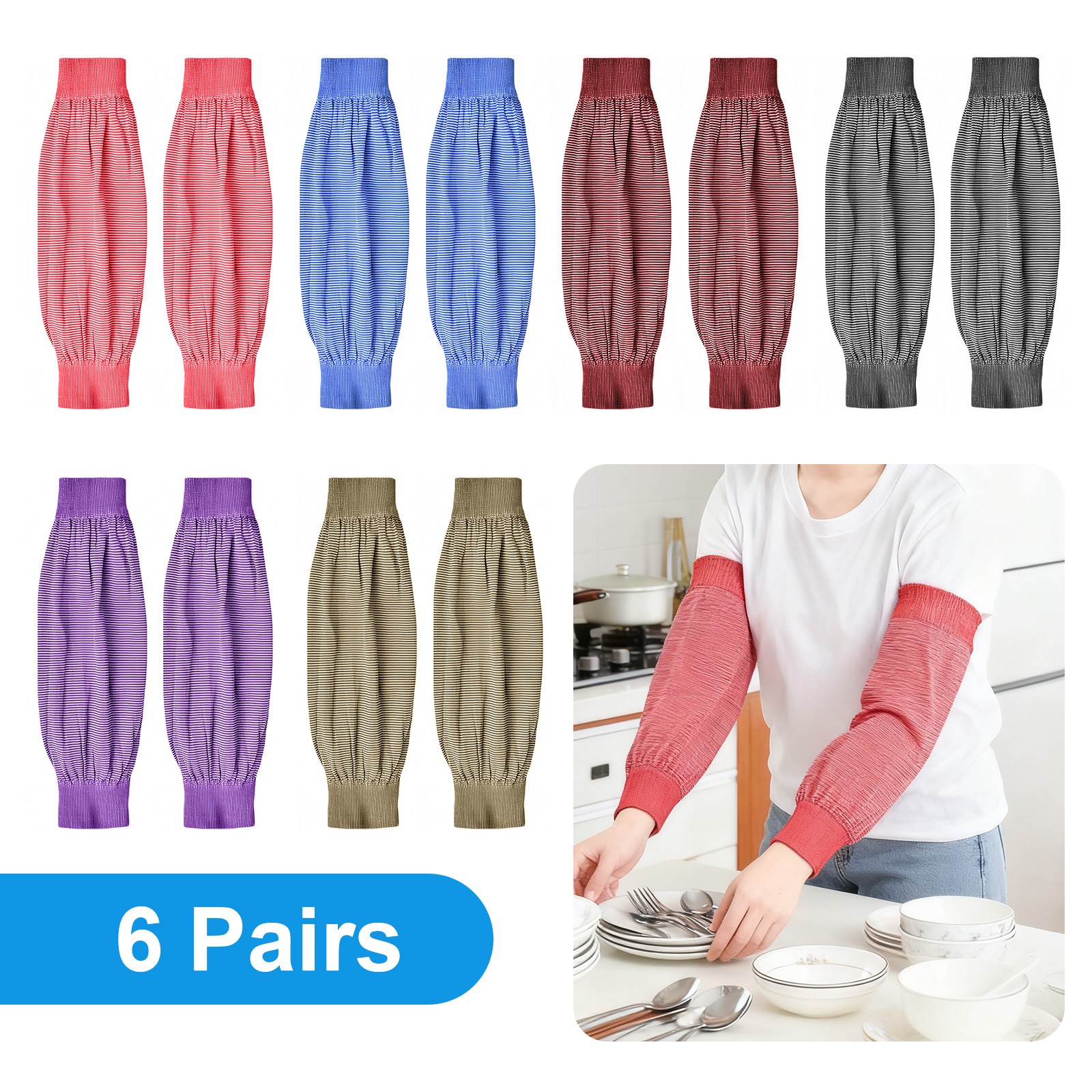 6PCS Stretch Arm Protective Sleeves Durable Stain Resistant Washable Garden Cook gallery