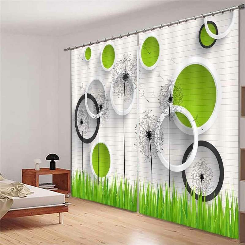 Black Dandelion Grass 3D Curtain Blockout Photo Printing Curtains Drape Fabric gallery