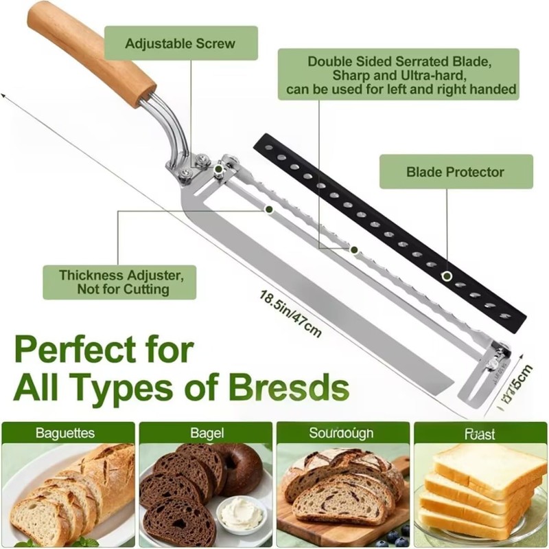 Adjustable Bread Slicer for Homemade Bread - Upgrade Manual Sourdough Bread Knif gallery
