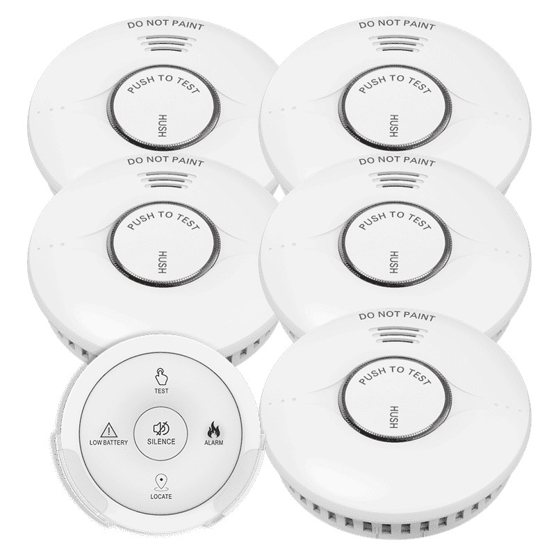 5x Wireless Interconnected Smoke Alarms w Free Remote - 10 yr Battery - EASY DIY gallery
