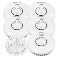 5x Wireless Interconnected Smoke Alarms w Free Remote – 10 yr Battery – EASY DIY