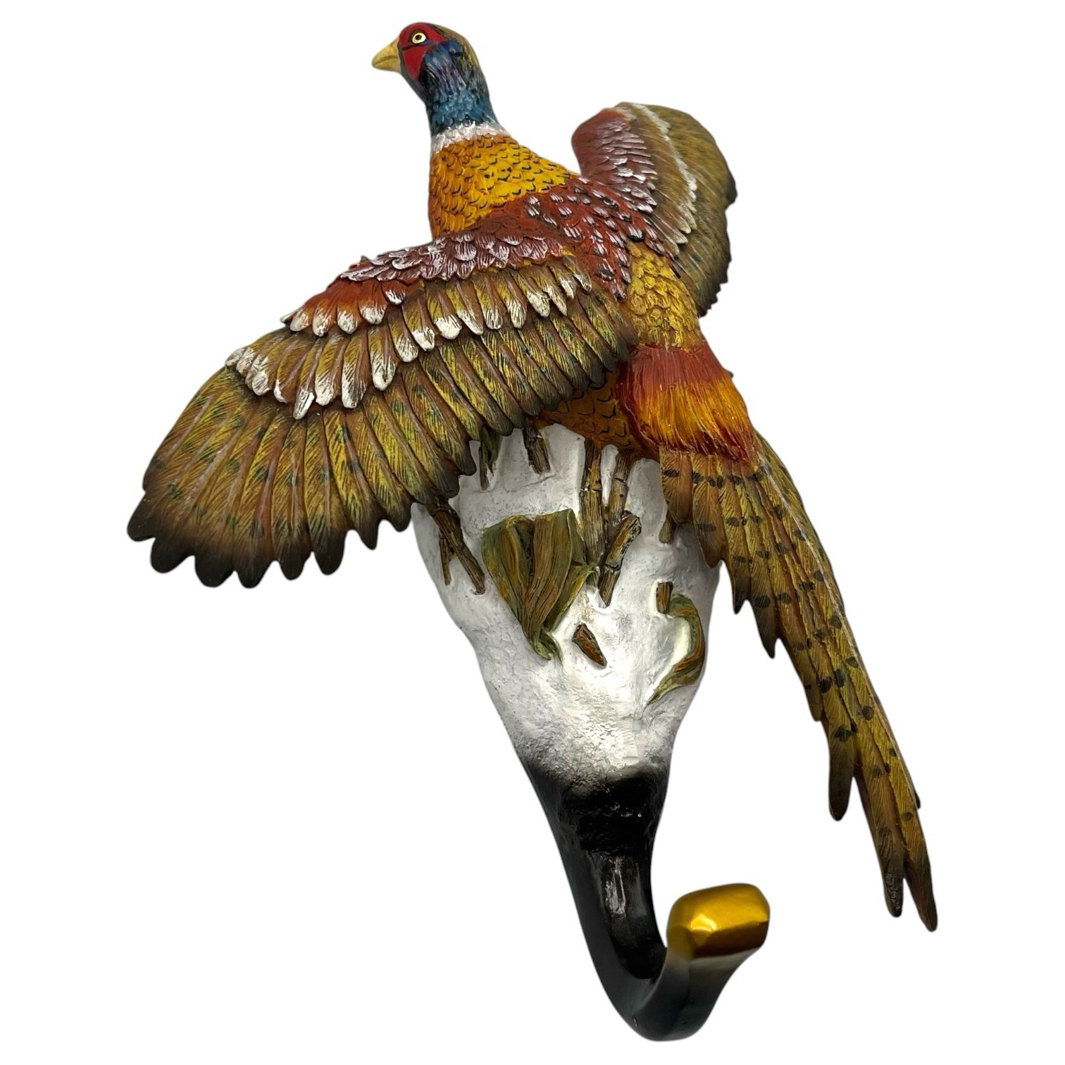 Unique Resin Pheasant Decorative Wall Hanger Coat Hook Key Robe 8” Hunting Cabin gallery