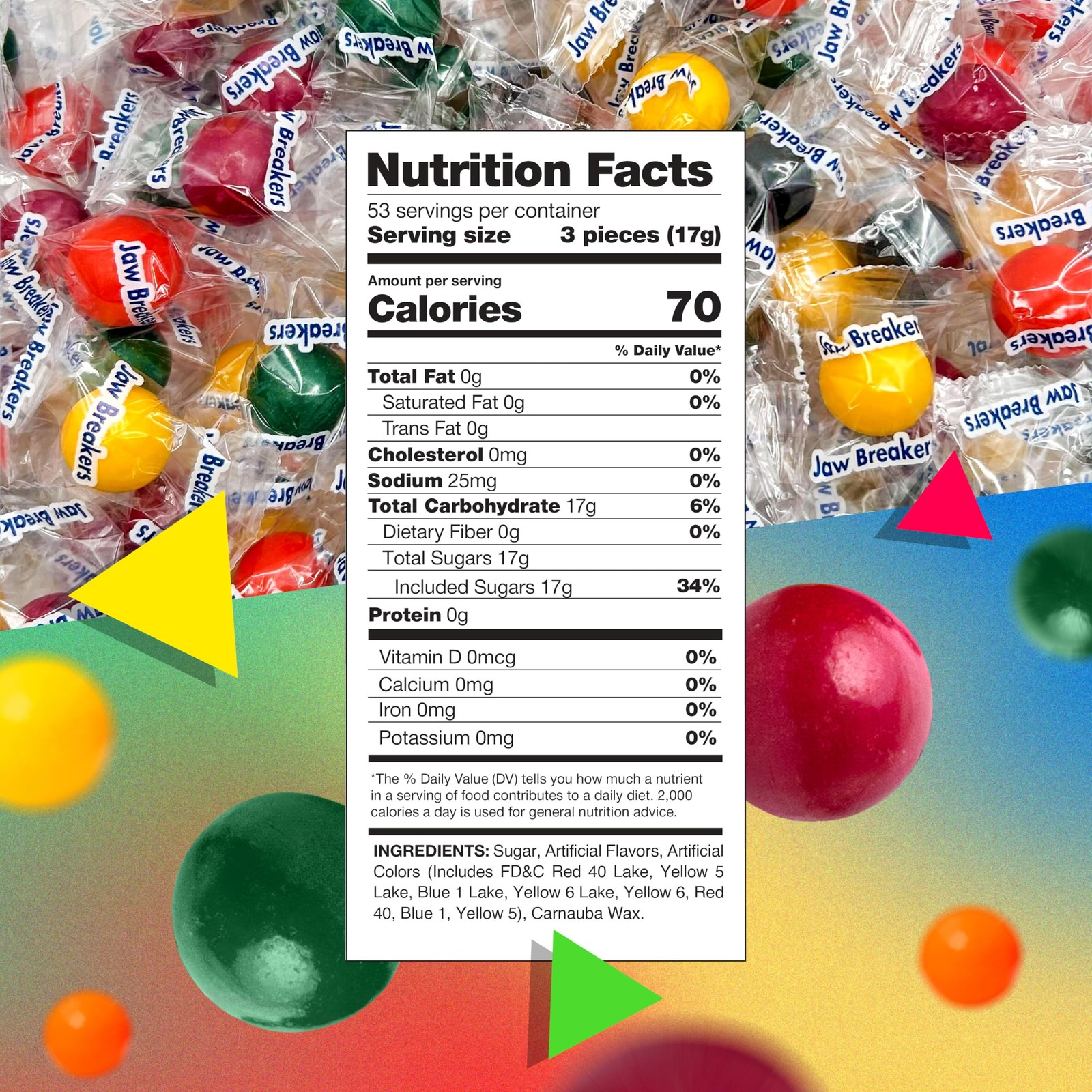 Jawbreakers Hard Candy (2 Pound Bag - Approx. 150 Count) Fruit Flavored gallery