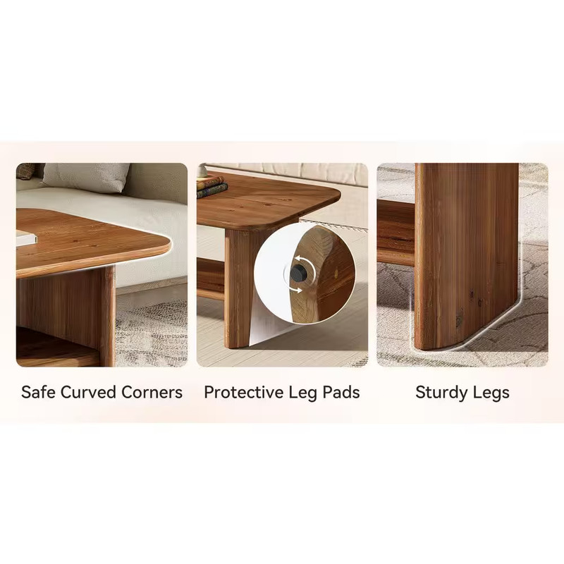 Kerlin 47 In. Brown Rectangle Solid Wood Coffee Table Center Low Cocktail Tea De gallery