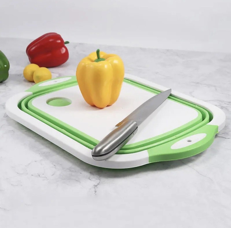 Collapsible Cutting Board with Wash Basin and Drainage Hole, BBQ Prep Tub New US gallery
