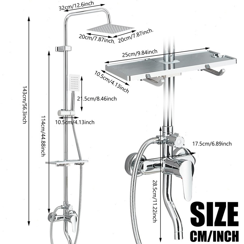 Wall Mounted 8" Rainfall Shower System Shower Faucet Mixer Shower Tap Combo Set gallery