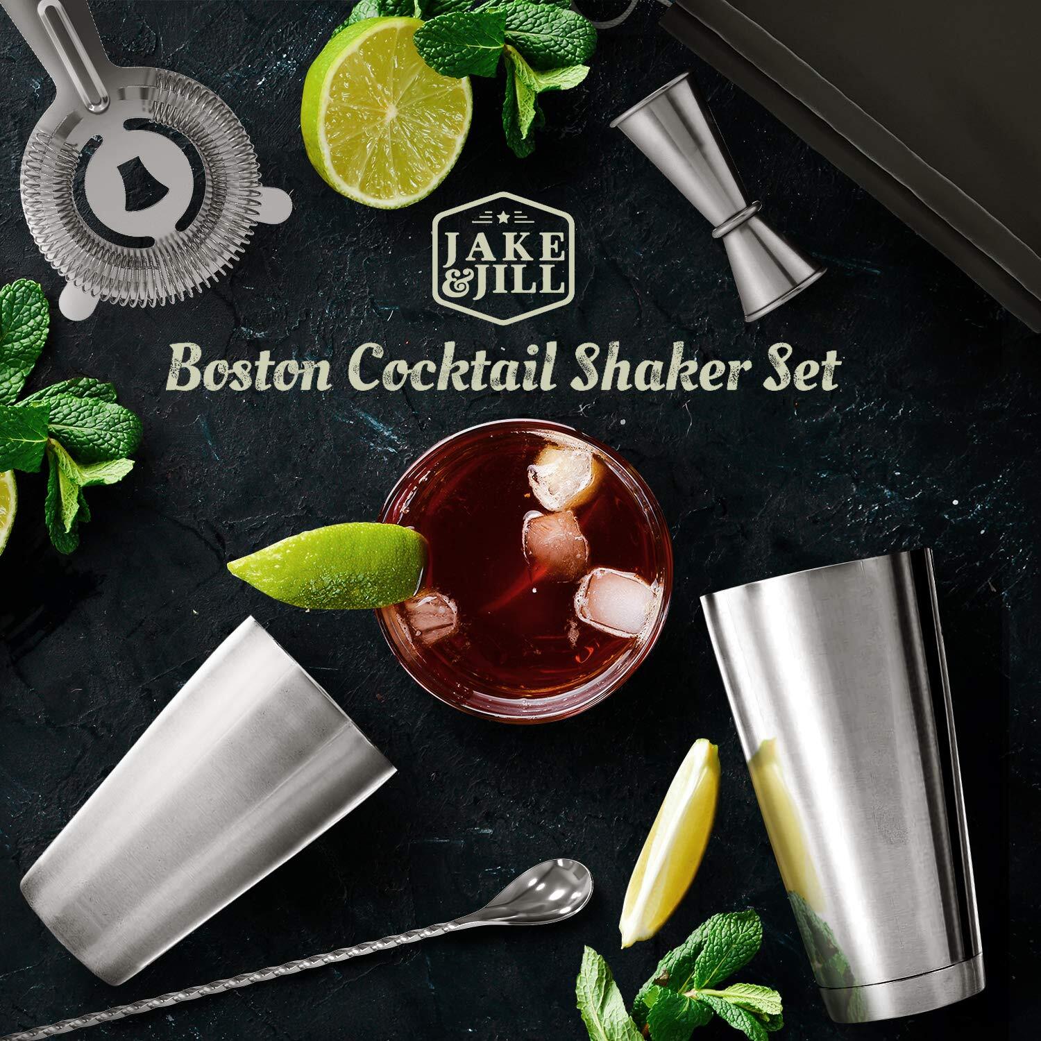 (5 Pc) Boston Cocktail Shaker Set w/ HD Strainer, High End Japanese Jigger & ... gallery