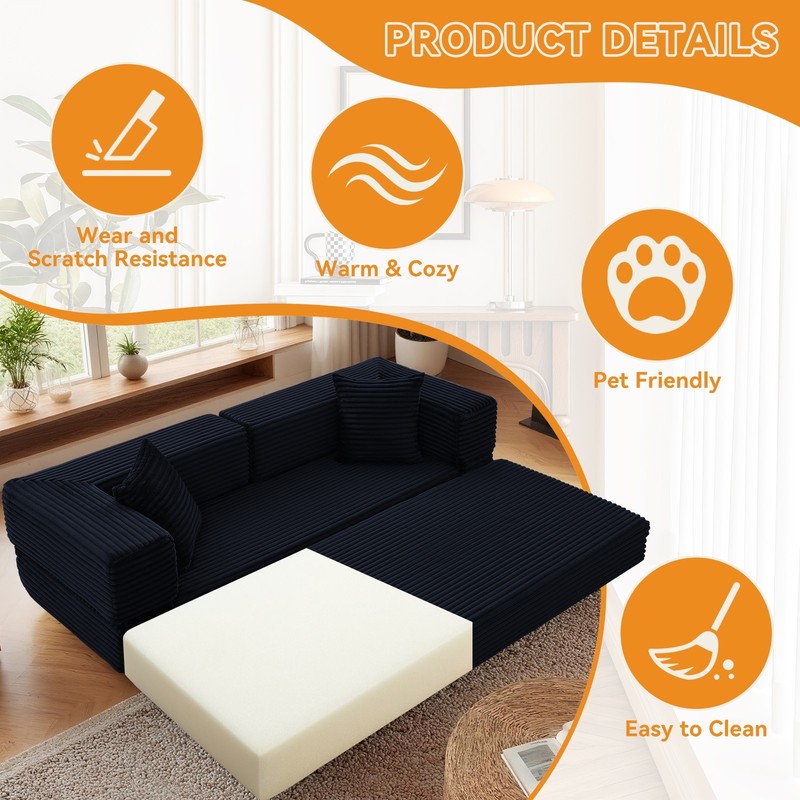 Convertible Sleeper Sofa Bed,Floor Folding Mattress Pull Out Bed for Living Room gallery