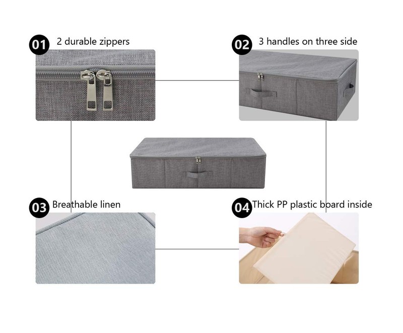 Under Bed Storage Container Underbed Shoe Storage Organizer Box Lid Dark Gray gallery