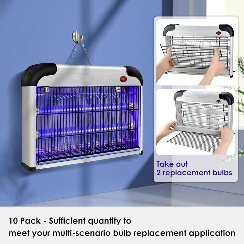Qualirey 10 Pack Bug Zapper Replacement Light Bulbs 10W for 20W Indoor Bug Zappe gallery