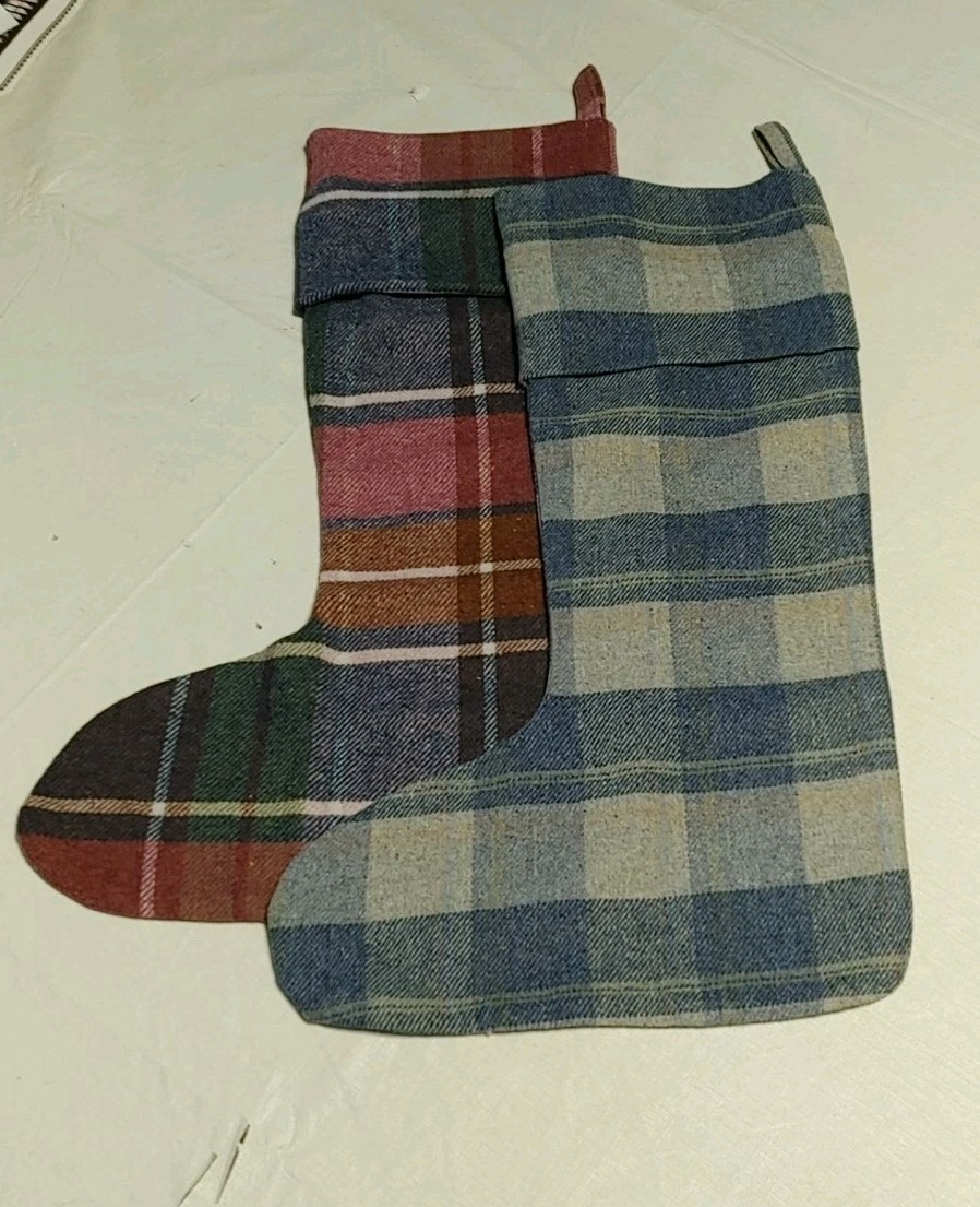 Earth Squared Stockings Wool Blend Tartan Plaid Designed in Scotland Set of 2 gallery