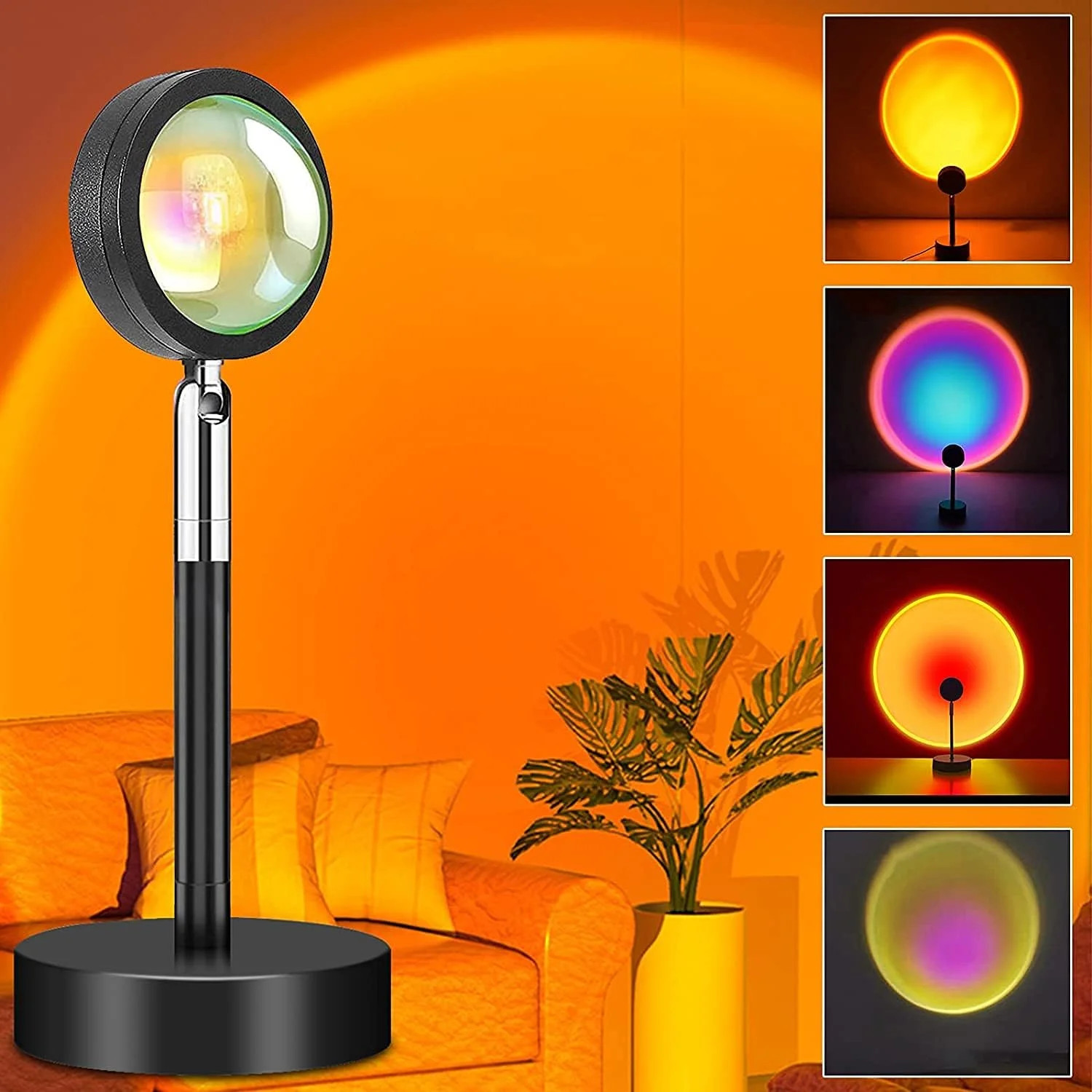 Sunset Lamp, 360° Rotation Sunset Projector Light, 6 Colors Rainbow Projection N gallery