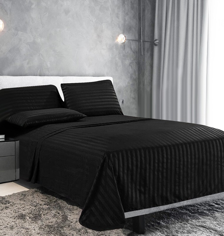 Fine 400 Thread Count 100% Cotton Sateen Bed Sheet Dobby Stripe gallery