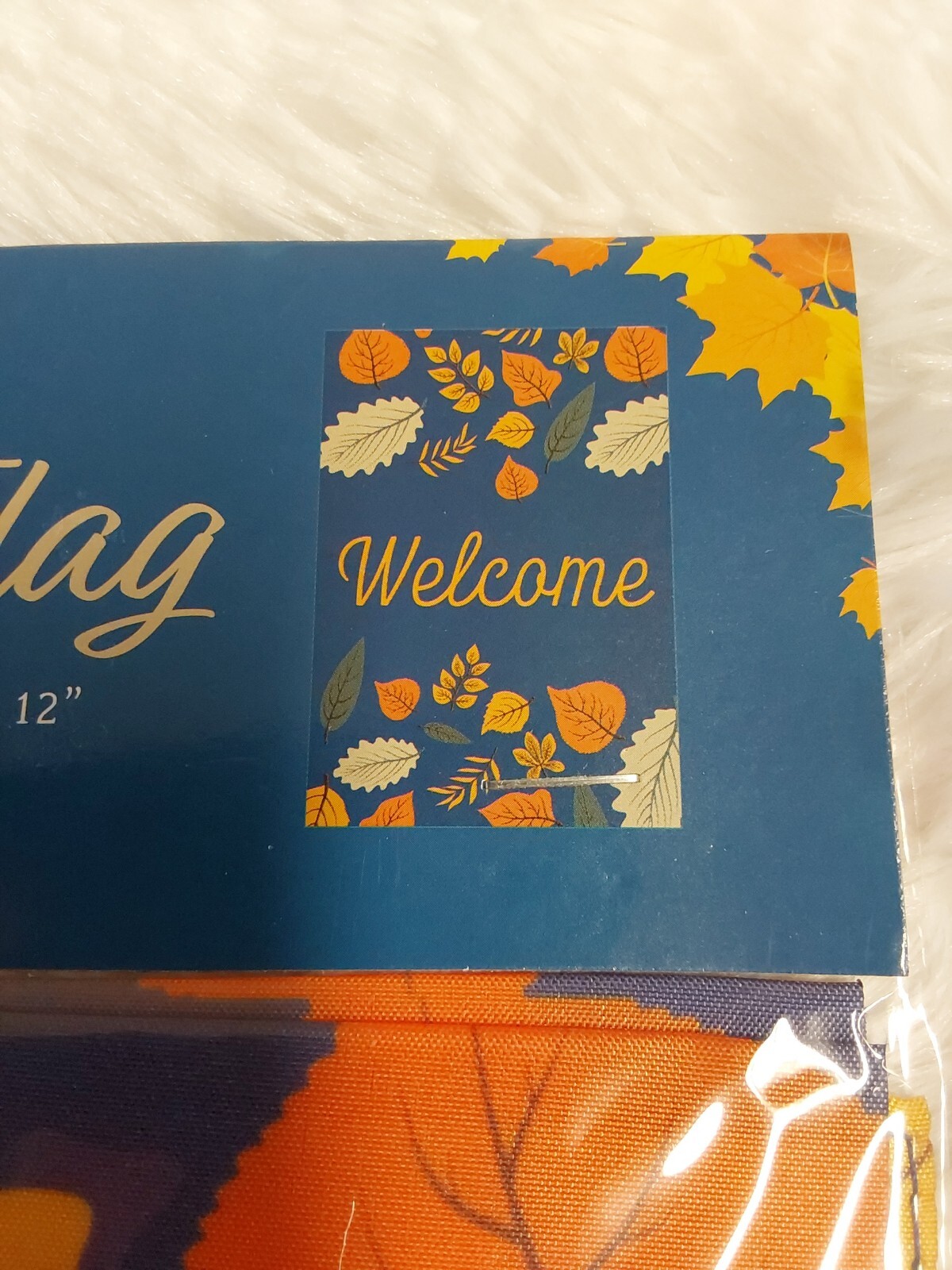 Fall/Autumn Garden Flag Blue W/Welcome & Fall Leaves 18" L X 12" W BNWT! gallery