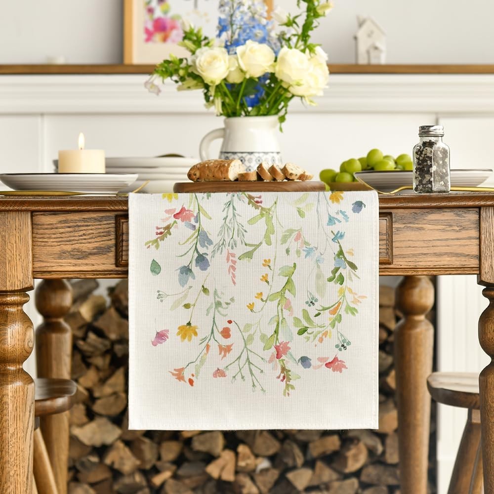 Artoid Mode Wildflowers Bloom Flowers Spring Table Runner, Seasonal Summer Flora gallery