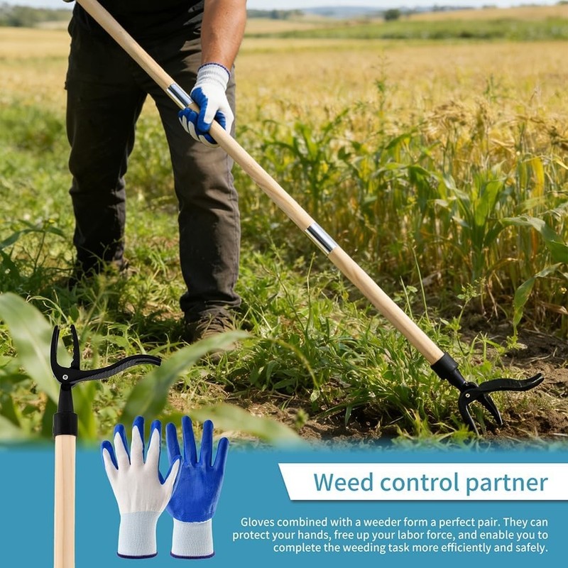 Weed Puller Tool Long Handle 46-inch & 4-Claw Steel Head Stand Up Heavy Duty gallery