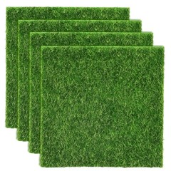 Versatile 6″x6″ Artificial Grass for Dollhouse Decor and Fairy Gardens – 4 Pack