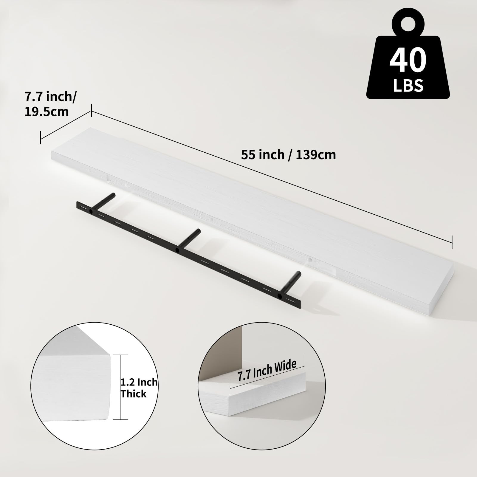 Saumonieres Floating Shelves 8 Inch Deep Solid Wood Wide Wall Shelf Set Of 1 gallery